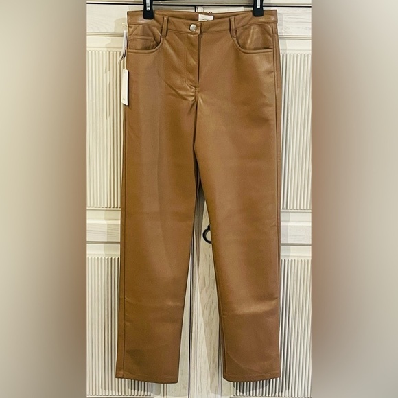 ARITZIA WILFRED Melina Low Rise Vegan Leather Pants in Constant Camel - Picture 5 of 15